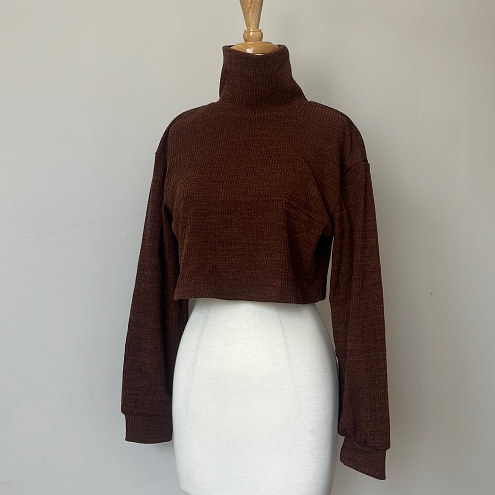 SHEIN cropped puff sleeve turtleneck
